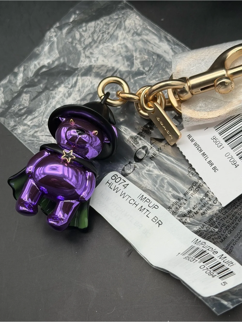 Coach Purple Witch Bear Keychain Bag Charm- Women's